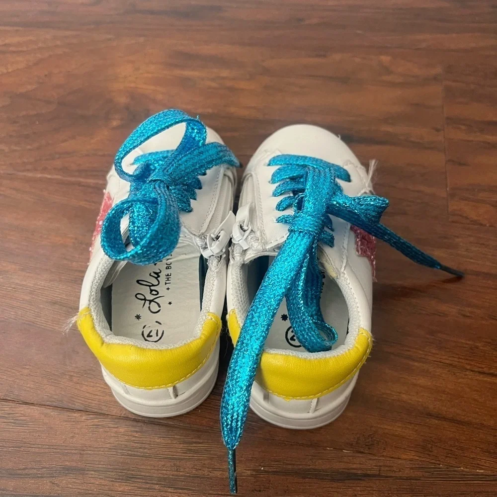 NWOT Lola + The Boys Pink Star sneakers with Blue Laces- Toddler size 5.5